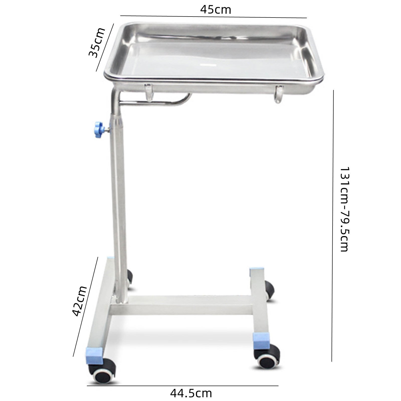 For Hospitals, Clinics, Dentistry, Beauty Salons Mobile Stainless Steel Tray Stand Rolling Cart Rack Adjustable Medical Hine