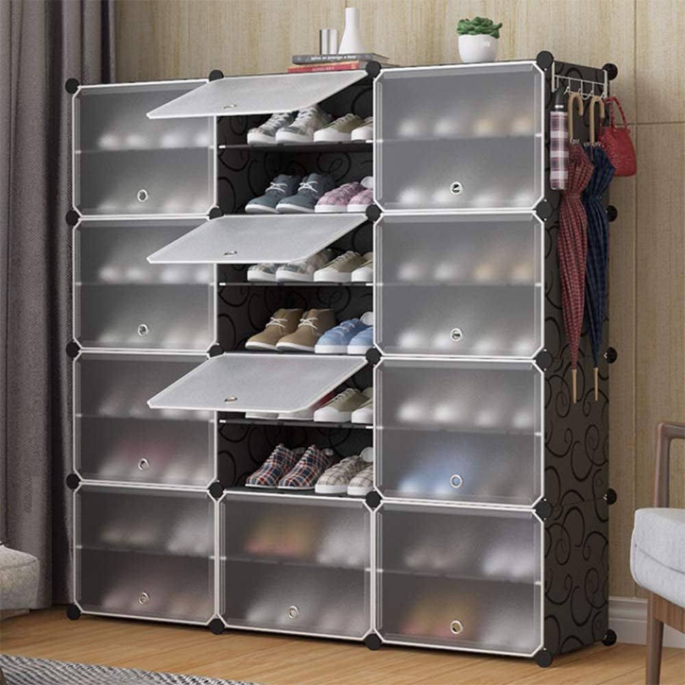 Chaussures,Range portatif, Noir Tablette modulaire pour Gagner de la Place, Porte-Chaussures pour Bottes, Pantoufles (12 Portes)
