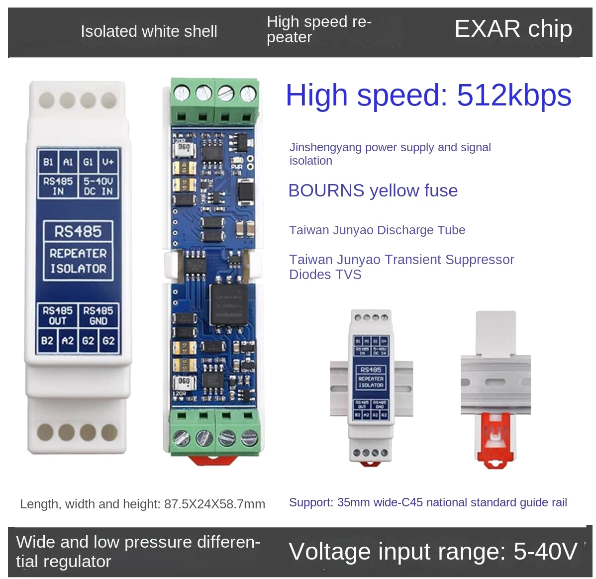 Rs485 Repeater Deler Distributeur Hub Signaaluitbreiding Versterking Opto-Elektronische Isolatie Anti-Interferentie