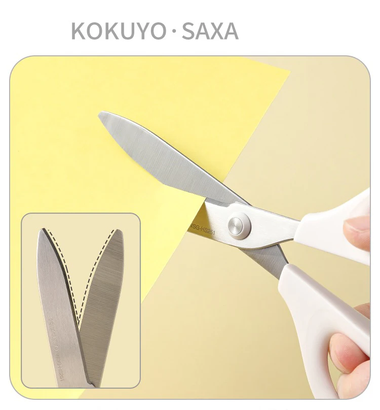 1pc KOKUYO Saxa Scissors, White, Standard Blade, Symmetrical Handle for Both Right-hand and Left-hand