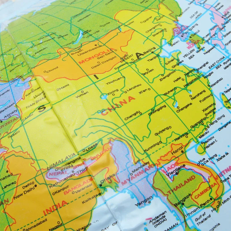 Globo inflable de 16 pulgadas, versión en inglés del mundo, mapa del océano de la tierra, juguetes educativos de geografía para niños, suministros para estudiantes, 1 Uds.