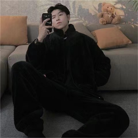 M-4XL conjuntos de pijama para homens inverno grosso quente flanela pijamas 2 peças/sets manga longa pijamas homewear casual