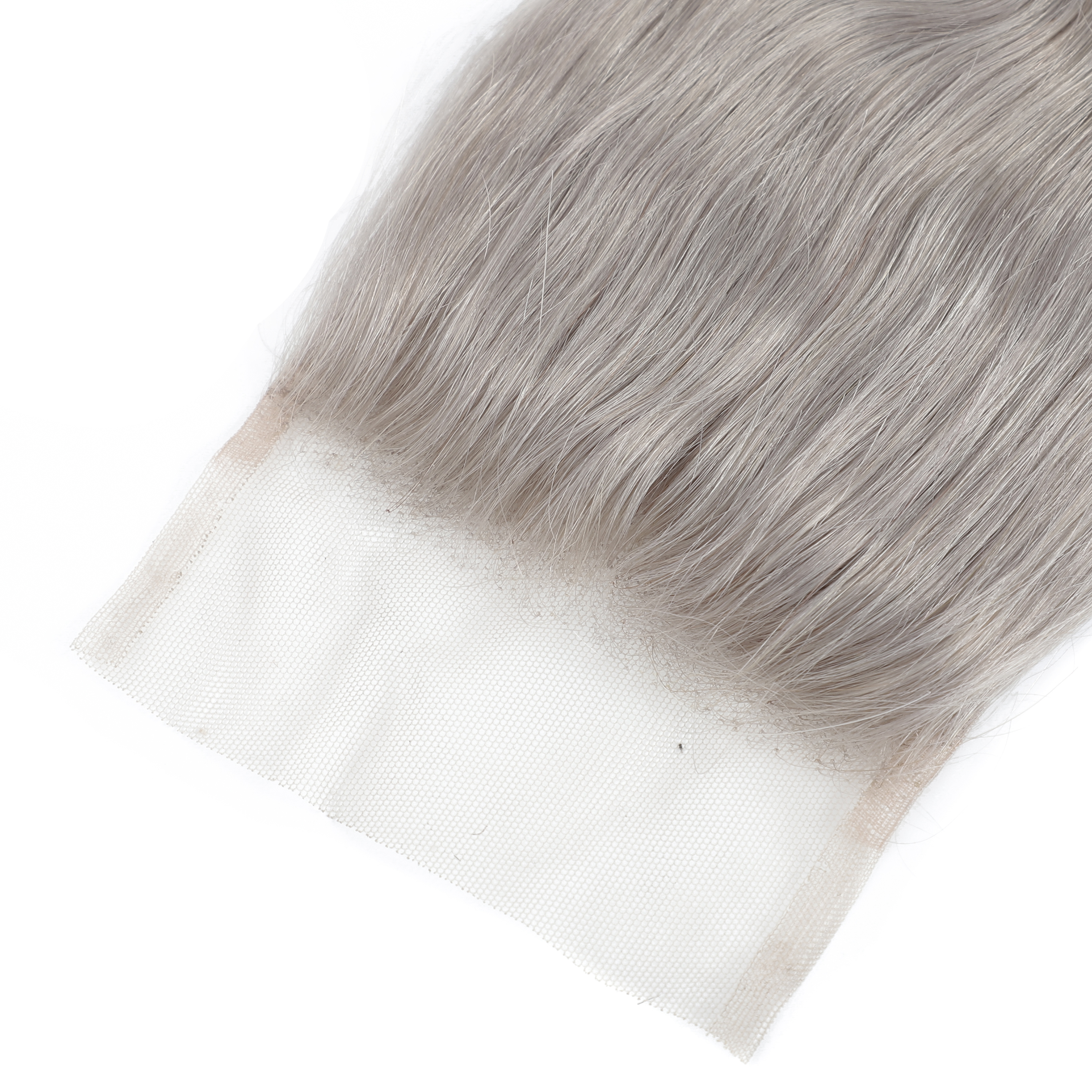 มัดผมลอน3มัดพร้อมแผ่นปิดผมสีเทาแบบบราซิลเลี่ยนมี100% มัดผมมนุษย์สีเทา