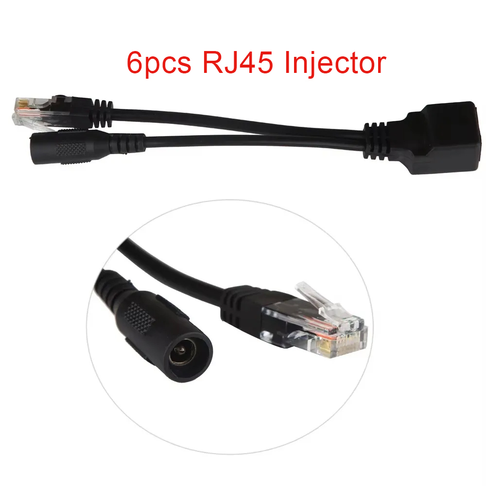 12 szt. (6 par) Adapterów POE Kabel RJ45 Injektor POE + Zestaw Rozdzielacza POE Zasilanie przez Ethernet Adapter do Kamer POE 5V 12V 24V 48V