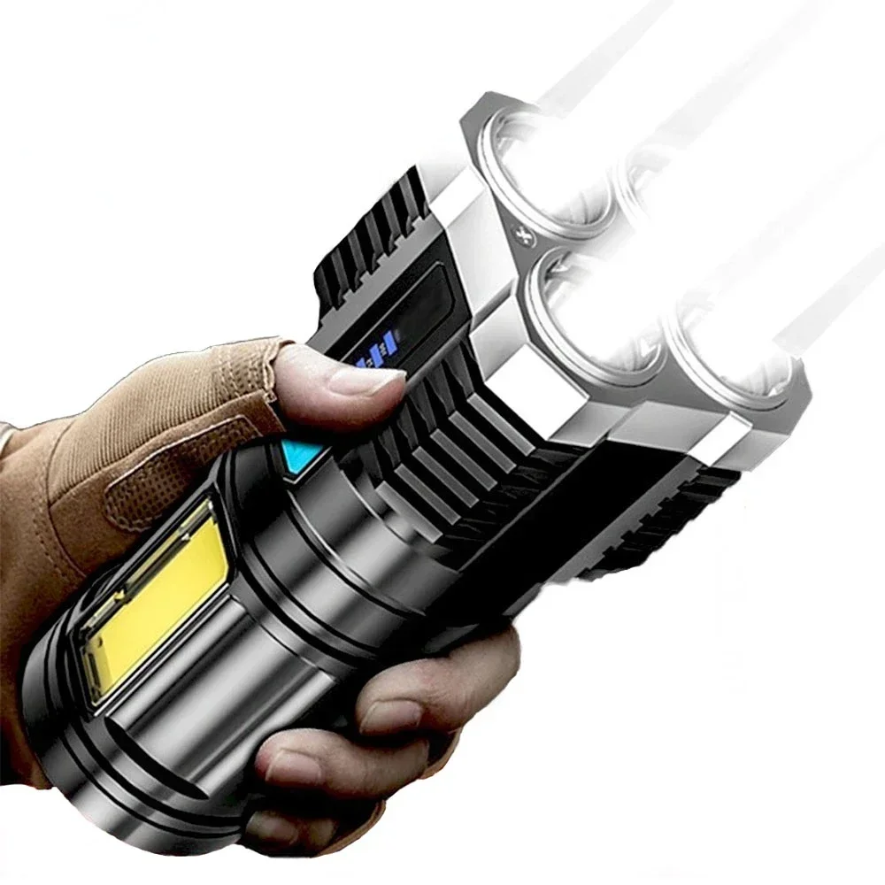 Lanternas led recarregáveis de alta potência 7led tocha de acampamento com luz lateral cob leve iluminação ao ar livre material abs