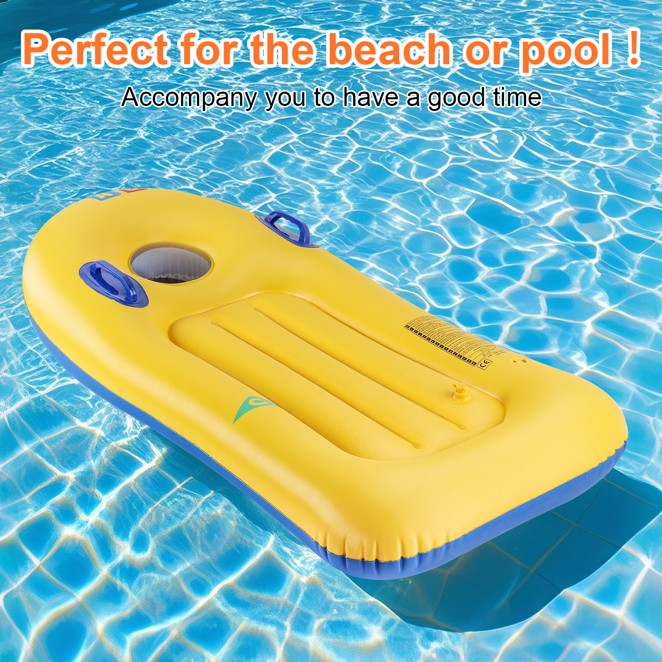 Prancha de surf adulta amarela espessada de 1 peça com alça de segurança – Diversão na praia de verão e surf seguro