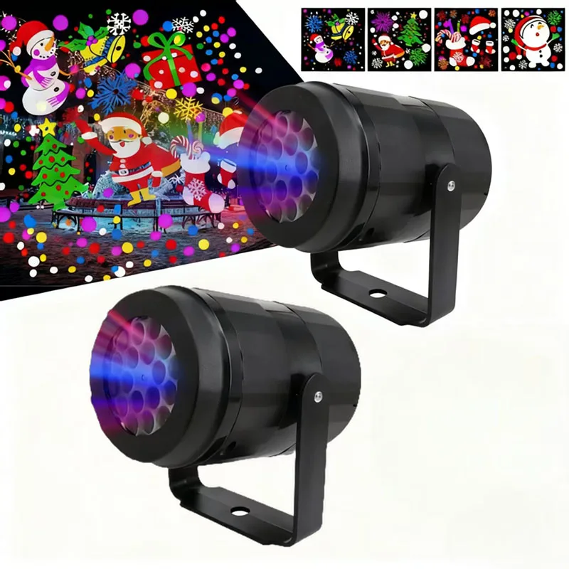 Snowflake Christmas Laser Projector Light with16 patterns Waterproof Rotating Christmas LED Stage Lights Christmas Decoration