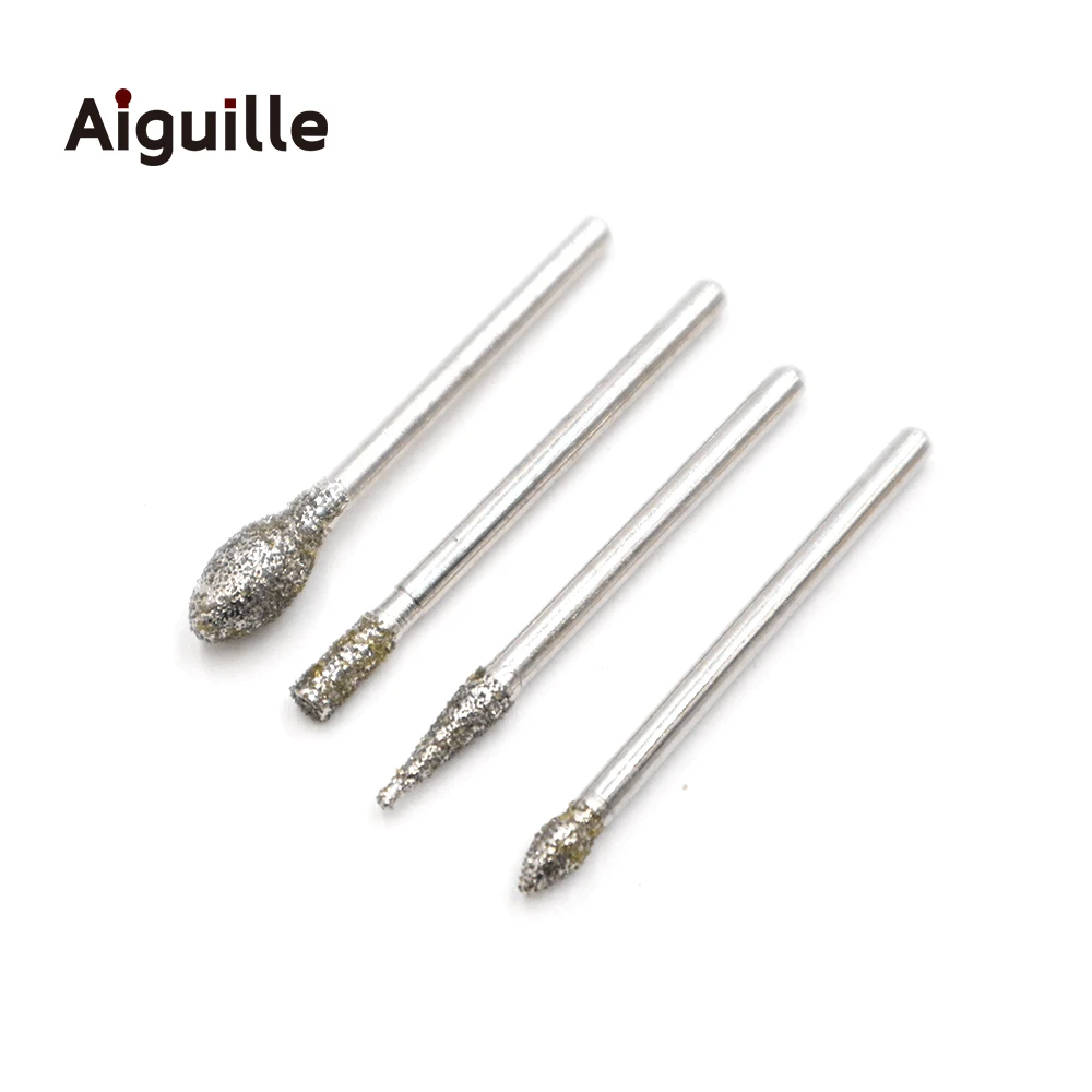 Aiguille 50pcs grit#80 Diamond Grinding Burr Diamond Grinding Point grinding trimming polishing points dremel Bits