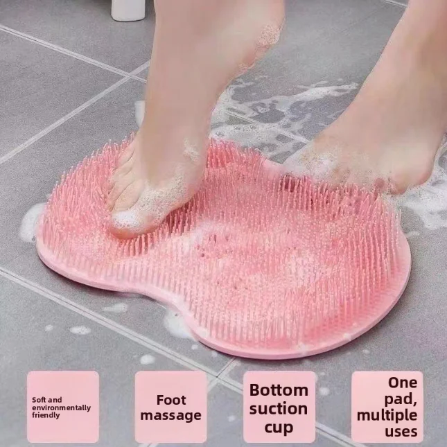 Herramienta mágica para frotar la espalda del baño: almohadilla trasera antideslizante de silicona, almohadilla para frotar los pies, herramienta mágica para frotar los pies de silicona, mas para los pies del baño