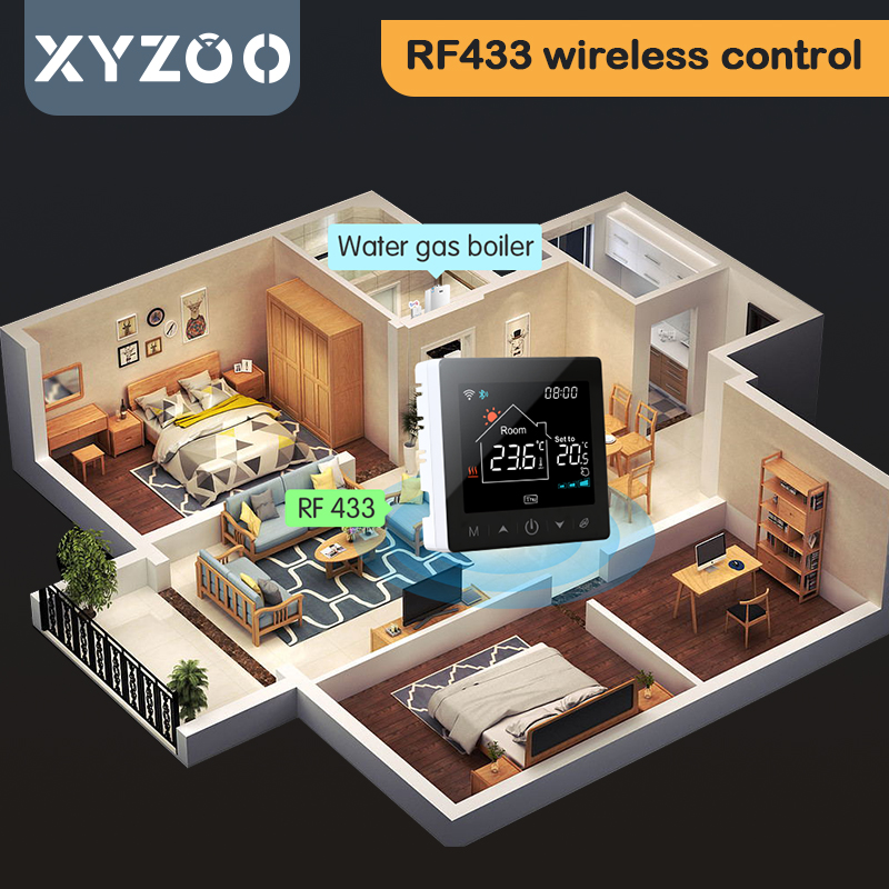 Termostato sem fio wi-fi tuya para caldeira a gás rf433, aquecimento de piso, controlador de temperatura e receptor de casa inteligente, alexa, google alice