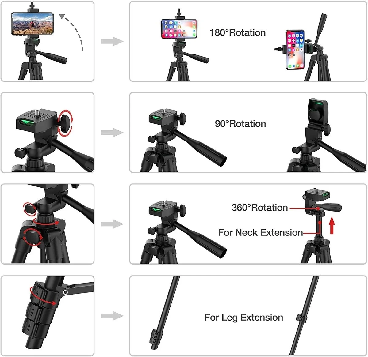 102cmTripod For Phone  Video Recording Phone Tripod Stand with Bluetooth Remote Universal Camera Phone Photography Stand