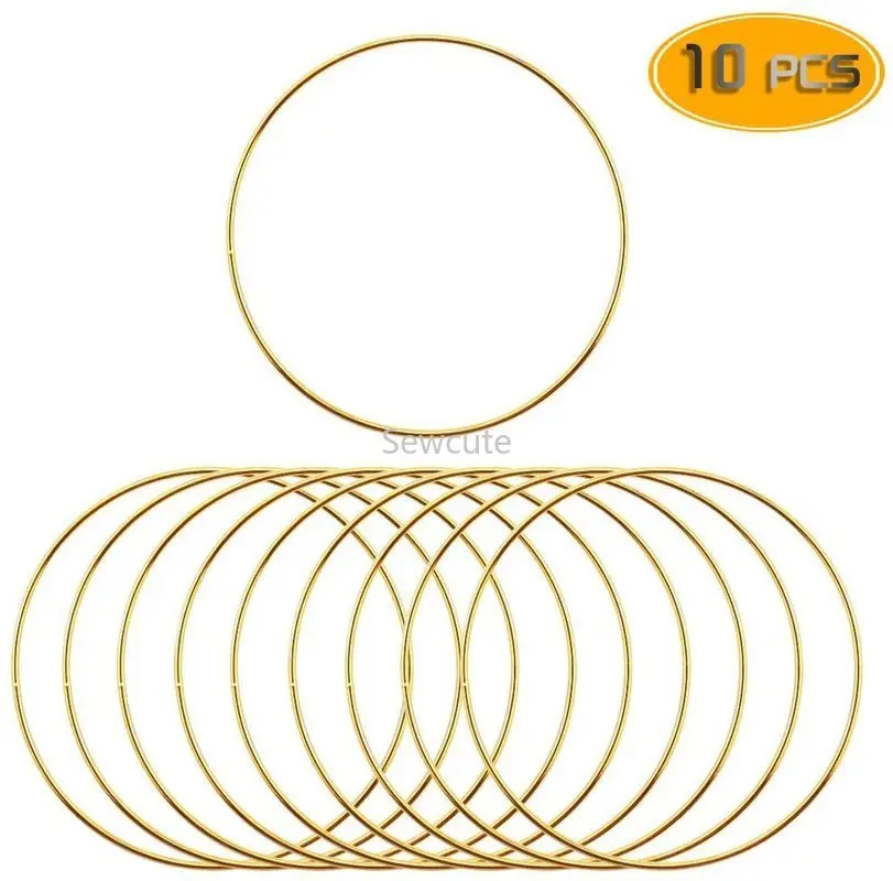 10 Chiếc Kim Loại Dream Catcher Dreamcatcher Vòng Macrame Thủ Công Hoop Tự Làm Đám Cưới Chuông Gió Treo Trang Trí Phụ Kiện 35-190mm