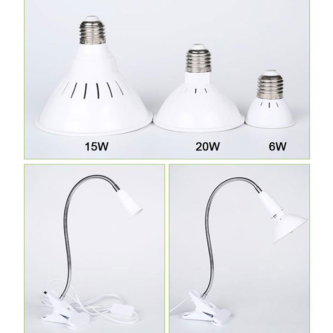 1/2 ヘッド 6 ワット 15 ワット 20 ワット LED 成長ライト E27 植物用フィトランプ可動植物クリップランプ種子花 Fitolamp 成長テント