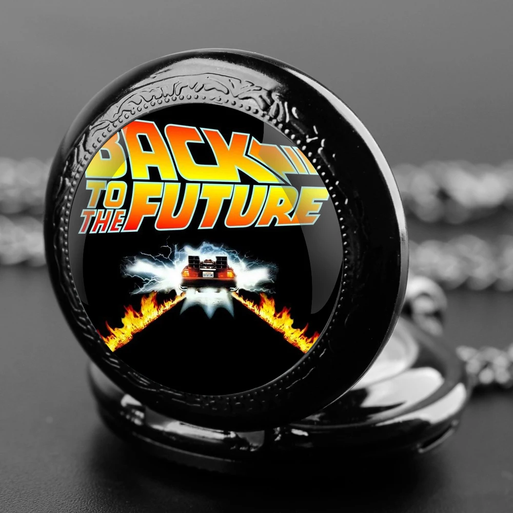 Назад в будущее, винтажное винтажное стеклянное купольное кварцевое ожерелье-цепочка для карманных часов для мужчин и женщин, уникальный кулон в подарок