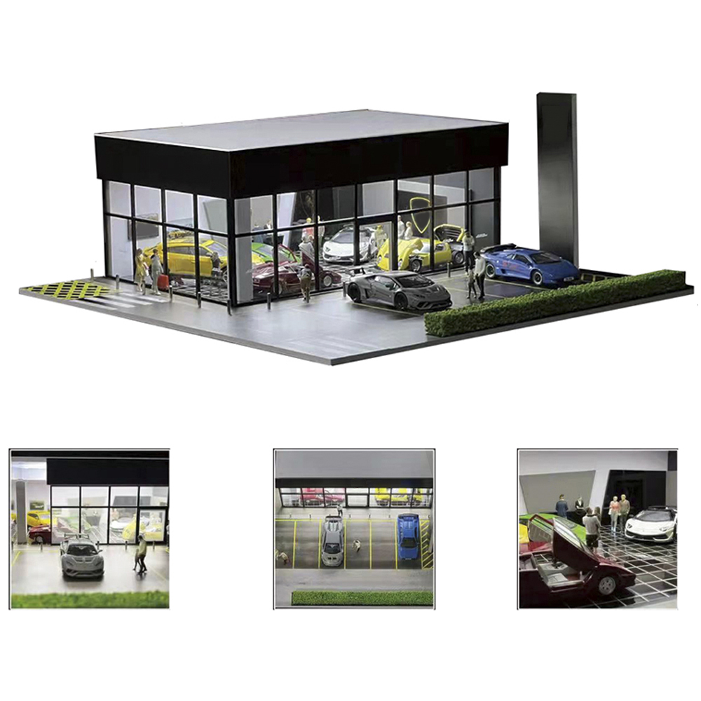 Modèle Diorama de Garage de voiture FANS 1:64 G, avec lumières LED, Parking, ensembles de modèles de bricolage de ville, peuvent être combinés avec des villes