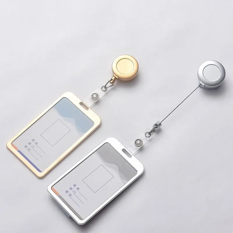 Funda de aleación de aluminio para tarjetas y mujeres y hombres, tarjeteros de identificación bancaria con nombre de trabajo, funda para insignia de negocios, funda para insignia de tarjeta de crédito, bolsa