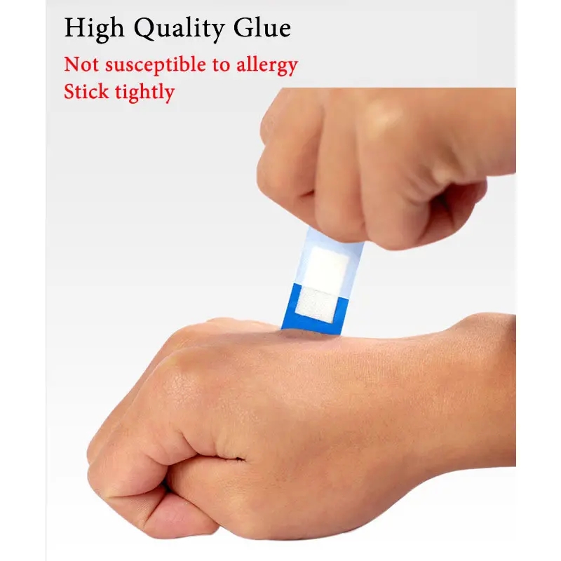 Tirita médica impermeable, cinta adhesiva de yeso elástica Detectable azul, botiquines de primeros auxilios para Hotel, restaurante y Chef, 100 Uds.