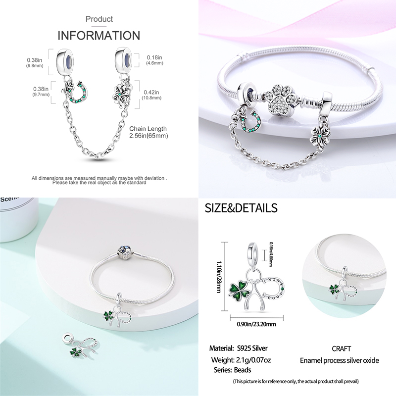 S925 prata esterlina colorido brilhante sorte grama sete estrelas joaninha encantos contas caber pan pulseiras originais diy presentes jóias ﻿