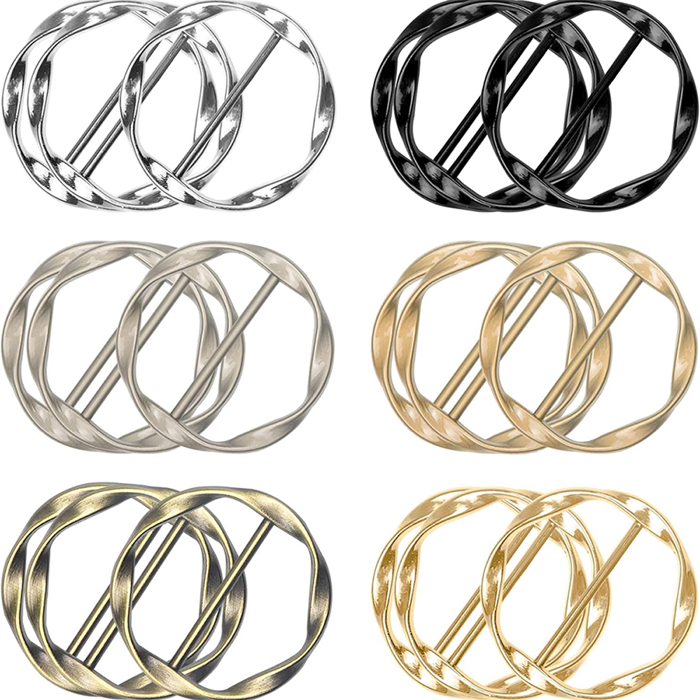 6 pçs camisa laços clipes anel clipe camiseta fivela anel clipe de metal círculo redondo clipe anéis fivela clipe para chapéu cinto cachecóis camiseta