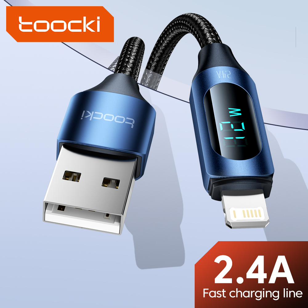 Toocki LED ディスプレイ USB ケーブル iPhone 14 13 12 11 プロマックス急速充電器充電雷 2.4A USB ワイヤーコード X XR 8 7 1 メートル 2 メートル