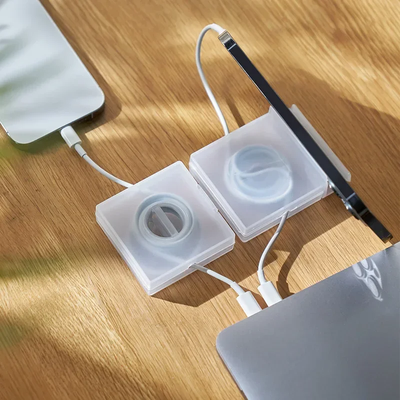 Tragbarer transparenter Kabel-Organizer, Kabelmanagement, USB-Kabelwickler, einziehbarer Telefonhalter, Ladegerät, Draht, Aufbewahrungsschutz