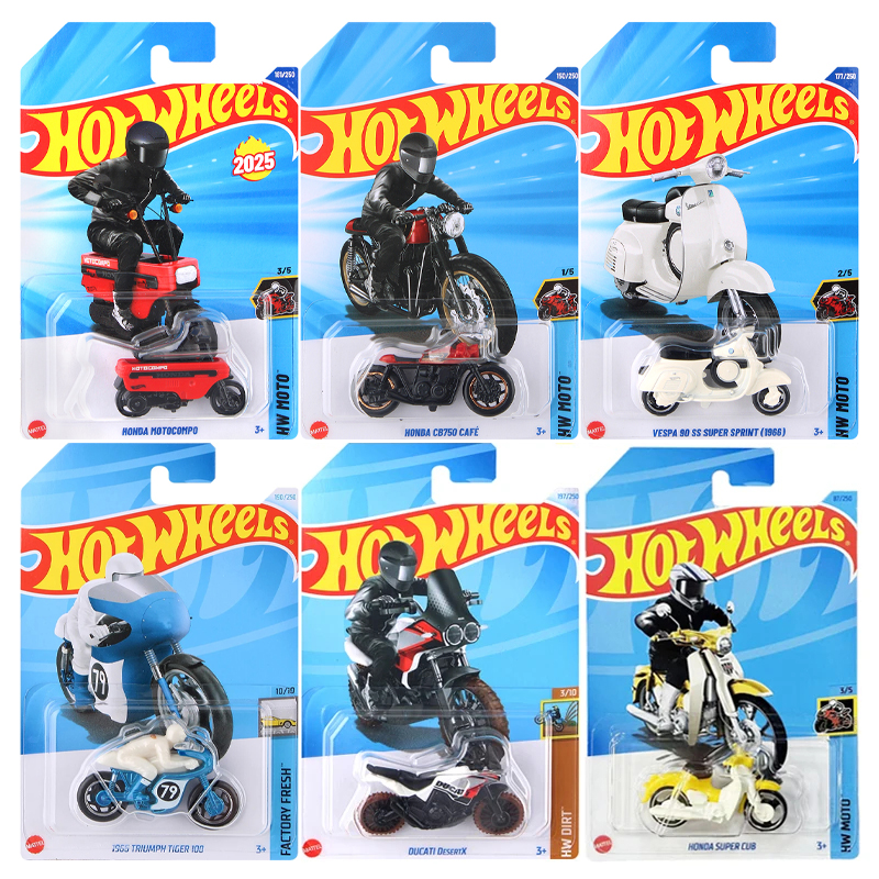 Hot Wheels Мотоцикл Triumph Tiger Honda C8750 Cafe Honda Super Custom Ducati DesertX BMW Honda Motocompo 1/64 Автомобильная игрушка C4982