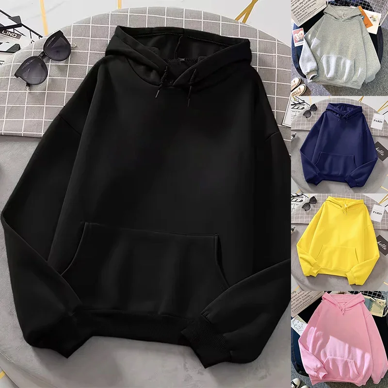 Gran oferta 2025, Sudadera con capucha de Color puro para mujer, sudaderas con capucha urbanas informales a la moda para todas las estaciones, jersey deportivo de tendencia femenina, ropa de calle