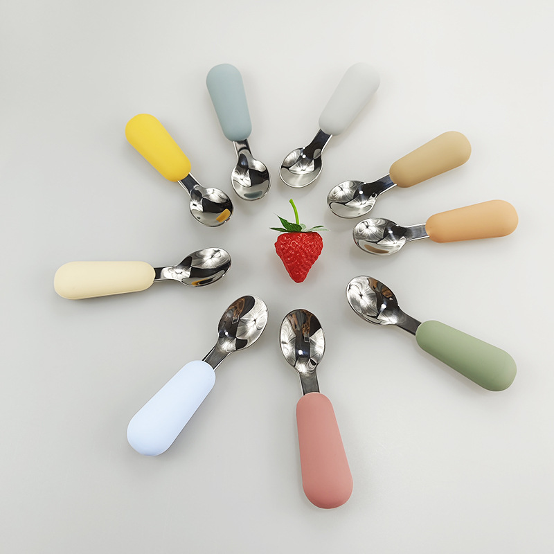 Juego de vajilla para bebés, utensilio para niños, vajilla de acero inoxidable para niños pequeños, cubiertos, cuchara de alimentación de comida infantil de dibujos animados, tenedor