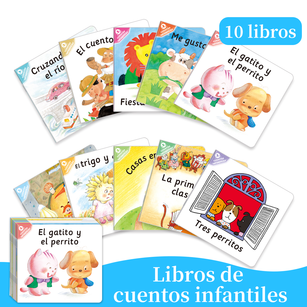 1 Juego de 10 libros de cuentos para niños en español, libros para niños, libros de rompecabezas de iluminación, libros de Aprendizaje Temprano, regalos para niños