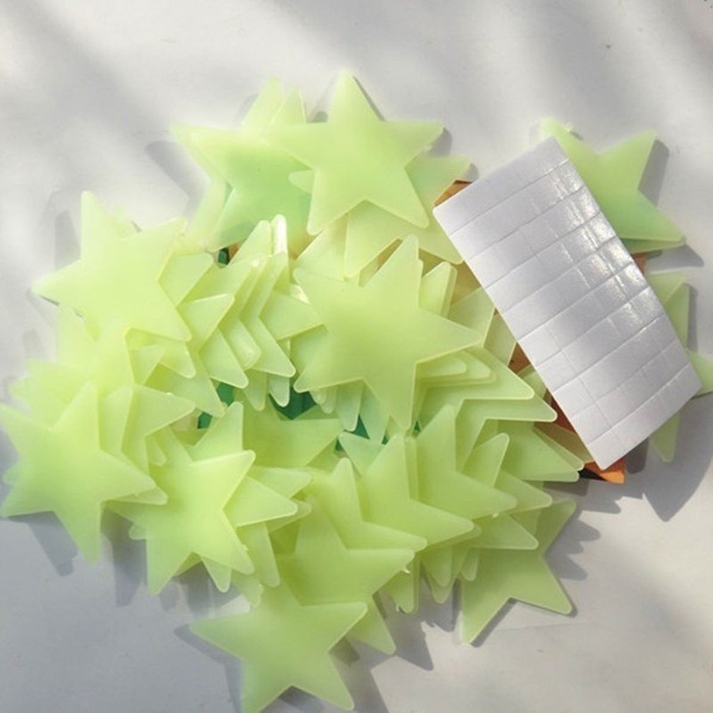 100PCS 3CM Luminous Dark Place Star Wall Stickers Star Wall Sticker Luminous Fluorescent 3D Bedroom Ceiling Home Kids Wholesale