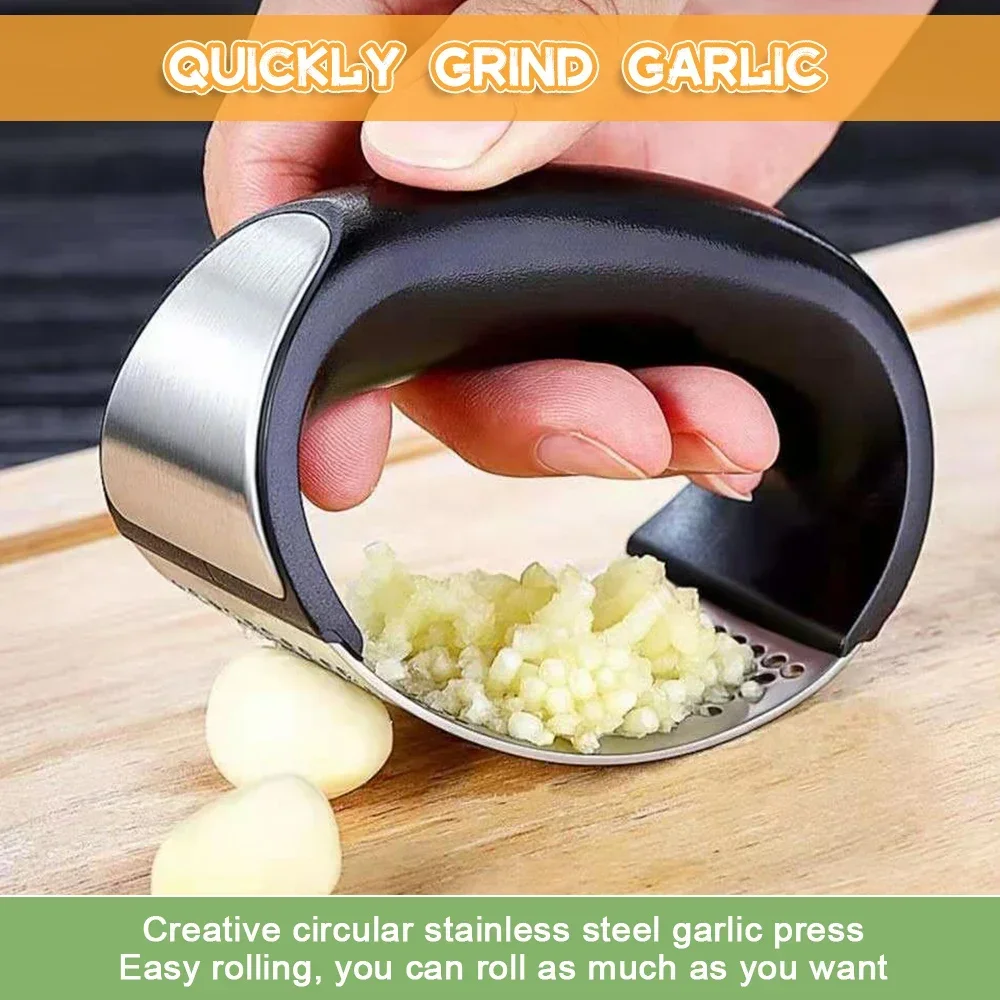สแตนเลสสตีลกระเทียมกด Crusher คู่มือกระเทียม Mincer สับกระเทียมเครื่องมือผักผลไม้เครื่องมืออุปกรณ์ครัว Gadget