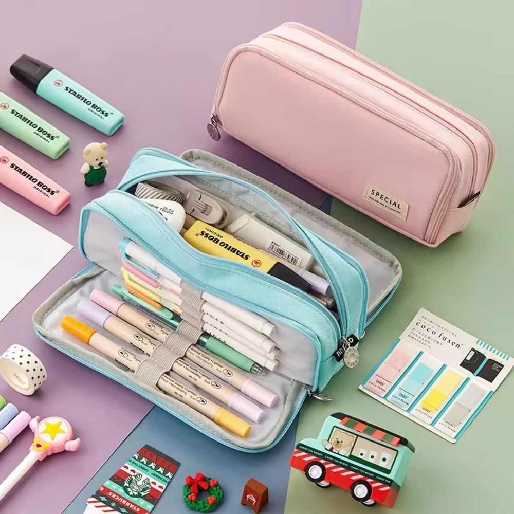 3/4 Compartment Pencil Case Multilayers Large Capacity School Student Pencil Cases Transparent Partition Pen Divider Pen Bag