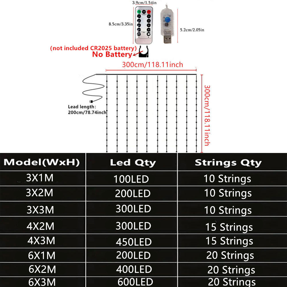 2/4/6 M LED 커튼 조명 USB 원격 제어로 전원을 공급 홈 웨딩 침실 파티 조명에 대 한 휴일 크리스마스 장식