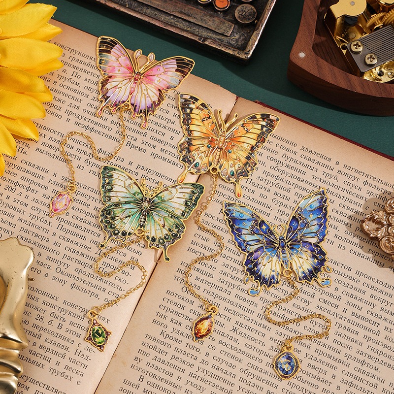 Retro Special-Shaped Butterfly Student Reading Bookmark Holder 6 Types Of Art Oil Painting Bookmarks Exquisite Reading Gifts