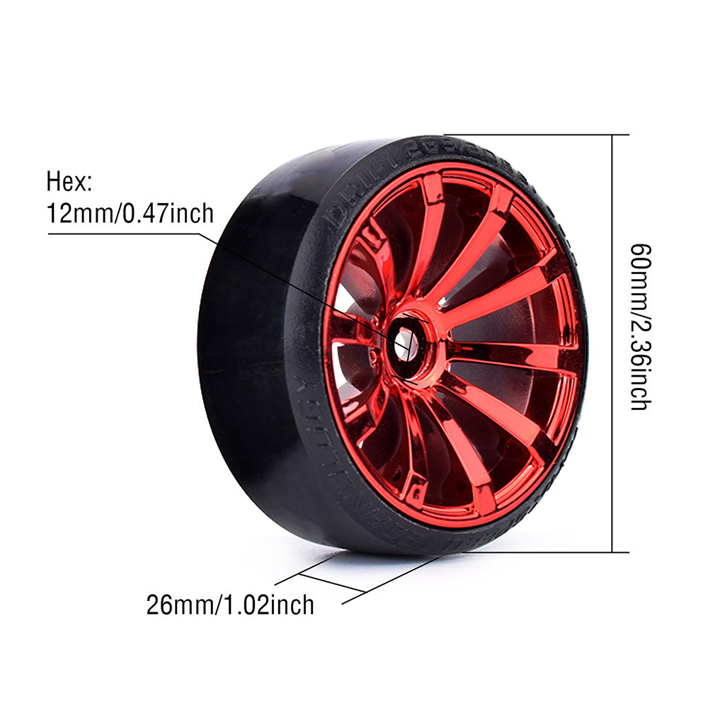 4PCS 1/10 RC Drift รถยนต์ล้อ Hub Hard รูปแบบยางสําหรับ 1:10 HSP Redcat Wltoys WPL Tamiya Traxxas RC Drift รถอุปกรณ์เสริมของเล่น