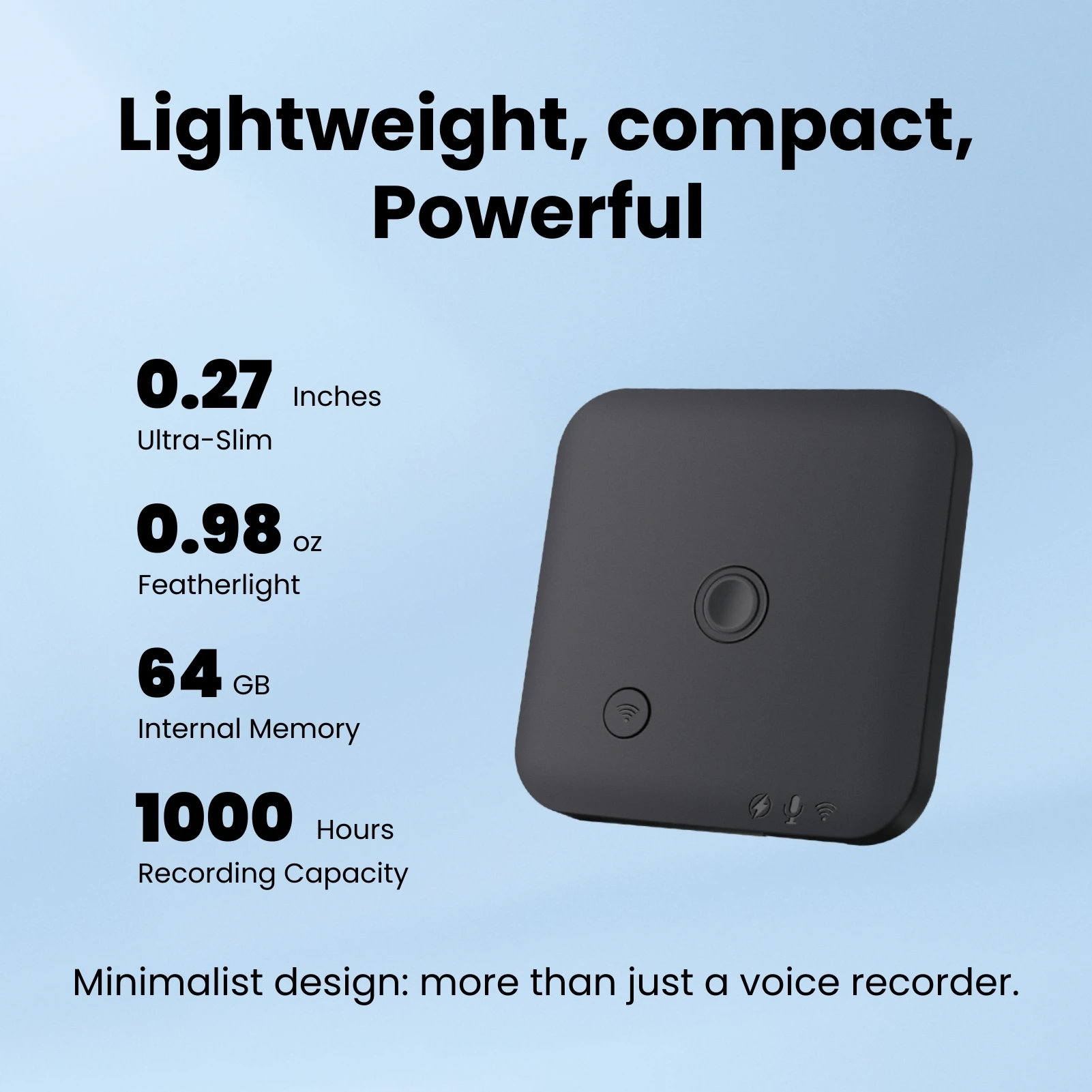AI-Powered Voice Recorder and Call Recorder with Speech-to-Text & Summarization, Supports 100 Languages, 64GB Storage