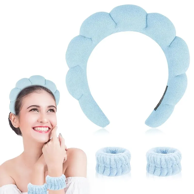 Faixa de cabelo lavagem rosto chuveiro nuvem esponja faixa de cabelo remoção de maquiagem bolha de cabelo macio bandana popular na europa e américa