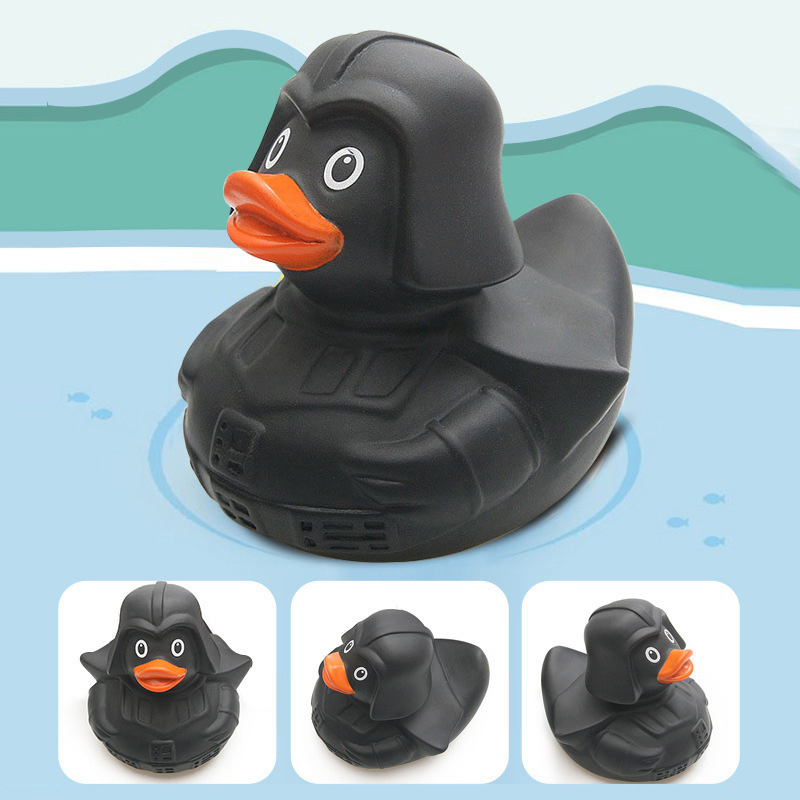 1Pcs Black Rubber Duck Dashboard Decorations Ornament Cute Duck Cool Gentleman Hat Swim Ring Children's Bath Toy
