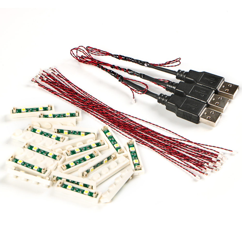 20 個 1X4 LED 照明キット (X in One Lights USB 搭載) ブリックシティ DIY コンビネーションモジュール MOC レンガ 3710 と互換性あり