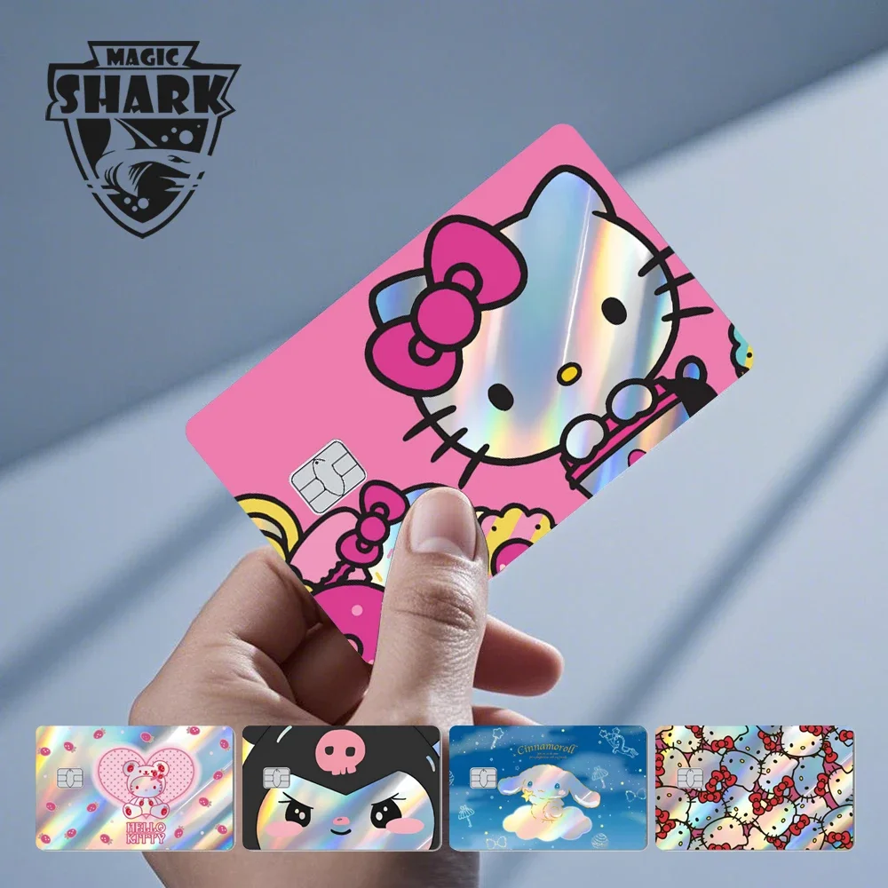 Hot Sale Hello Kitty Kuromi Holographic Laser Shinny Film Skin Cover Sticker for Debit Credit Card Bank Card
