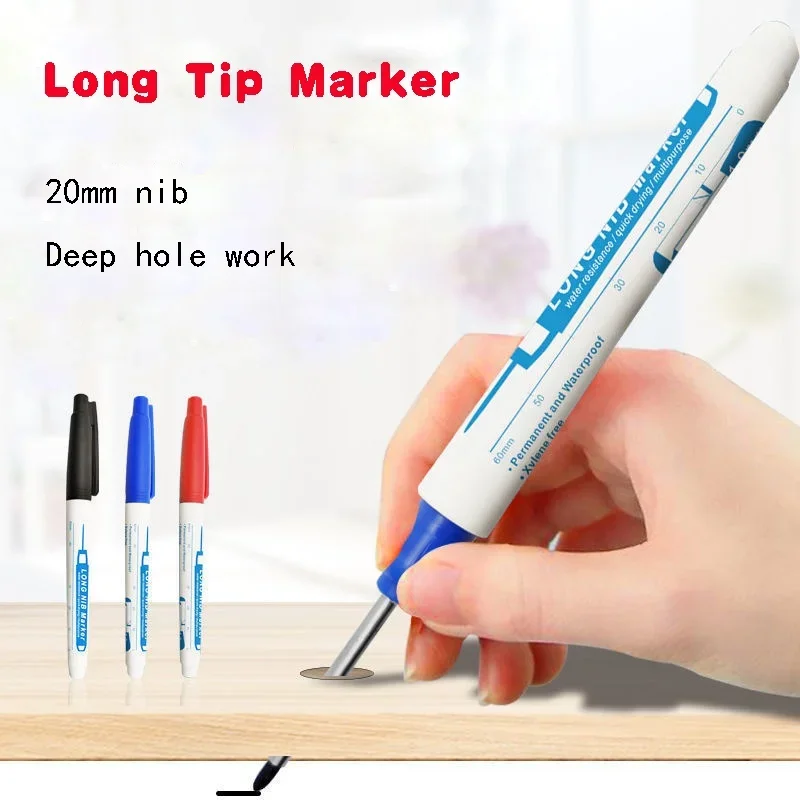 10 ชิ้น/เซ็ตอเนกประสงค์ 20 มม.หลุมลึกยาว Nib HEAD MARKER สําหรับโลหะ Perforating ปากกากันน้ําห้องน้ําไม้ตกแต่งเครื่องมือ
