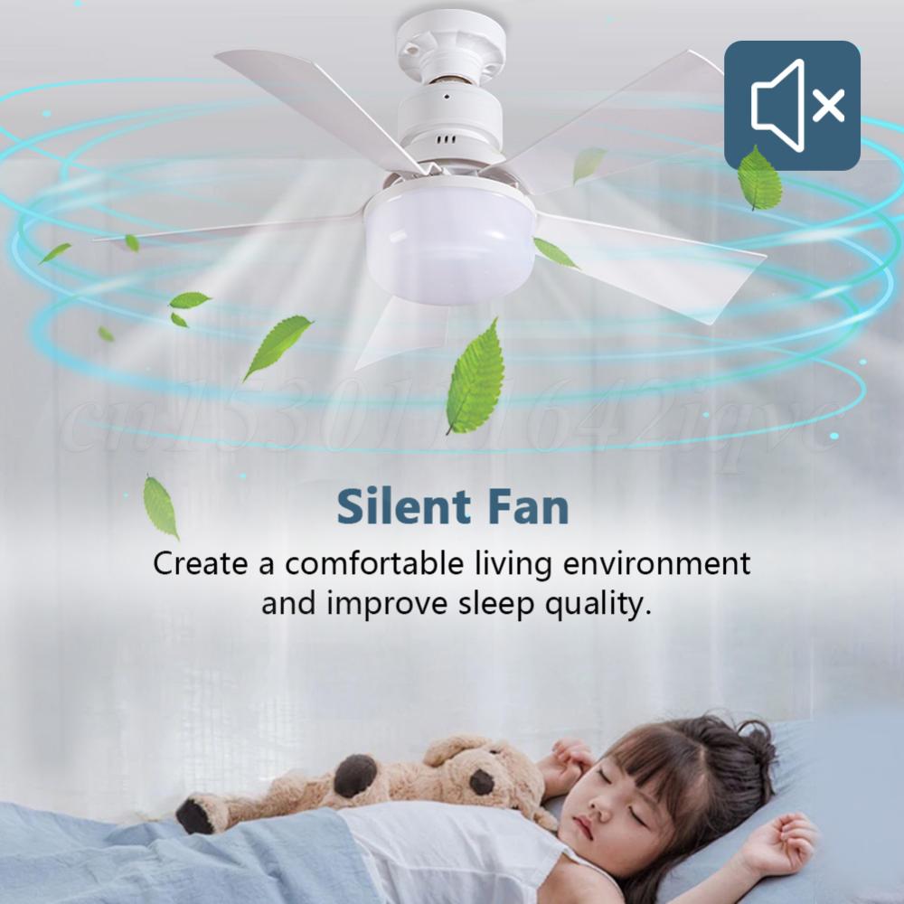 LED-Deckenventilatorleuchte mit ferngesteuerter Dimmfunktion, E27-Buchse, 30 W, Mini-Ventilatorlampe, geeignet für Haushalt, Schlafzimmer, Arbeitszimmer, Küche
