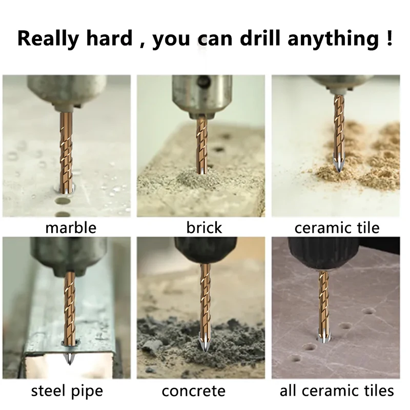 7/6/5PCS Masonry Drill Bit Set For Brick/Tile/Glass/Wood/Plastic Cross Drill Bit Set Hex Shank Cross Tip Drilling Tools Set
