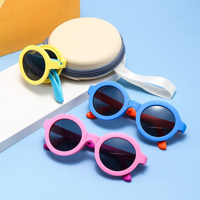 Lunettes pour enfants, lunettes de soleil pliables, lunettes de soleil de dessin animé de protection UV pour petites filles, à la mode pour bébés garçons et filles