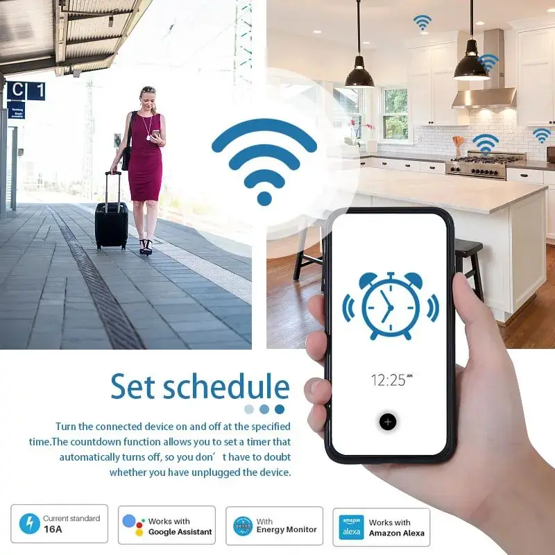Tuya tomada inteligente wifi/zigbee tomada ue 16a/20a com monitor de energia função temporização controle voz funciona com alexa googlehome