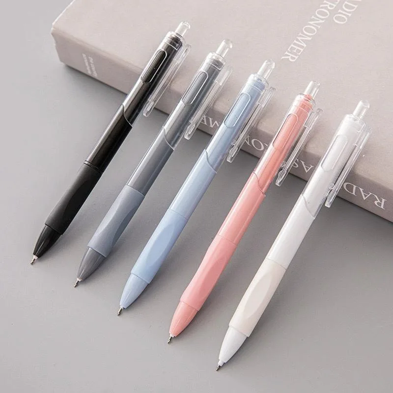 고미적 블랙 리필 가능 클릭 볼펜, 공부 및 사무실용, 0.5mm, 5 팩
