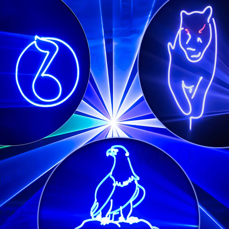 5W Laser Disco Podiumverlichting Projector met IOS/Android DMX-bediening voor Bruiloft Home Party 3D Animatie Logo Display