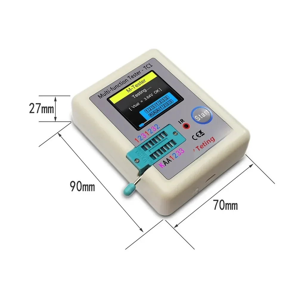 LCR-TC1 1.8 "TFT LCD Màn Hình Hiển Thị Đa Đo Transistor Kiểm Tra Diode Triode Tụ Điện Điện Trở Thử Nghiệm Đo MOSFET NPN PNP triac MOS