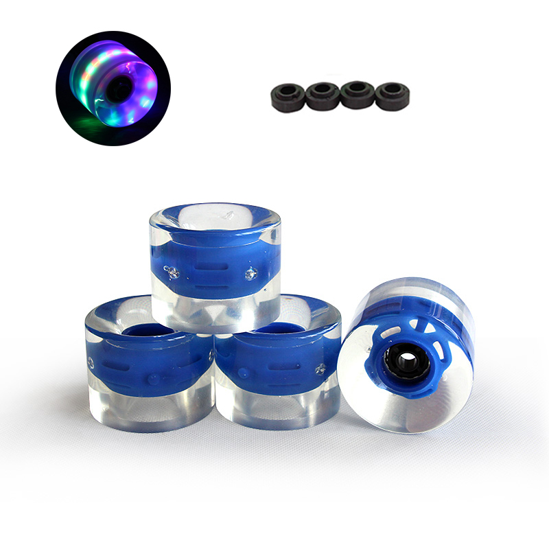 LEDスケートボードホイール、ペンニーボードホイール、PUボードホイール、ソフトフィッシュボードホイール、60x45mm、78a、4個