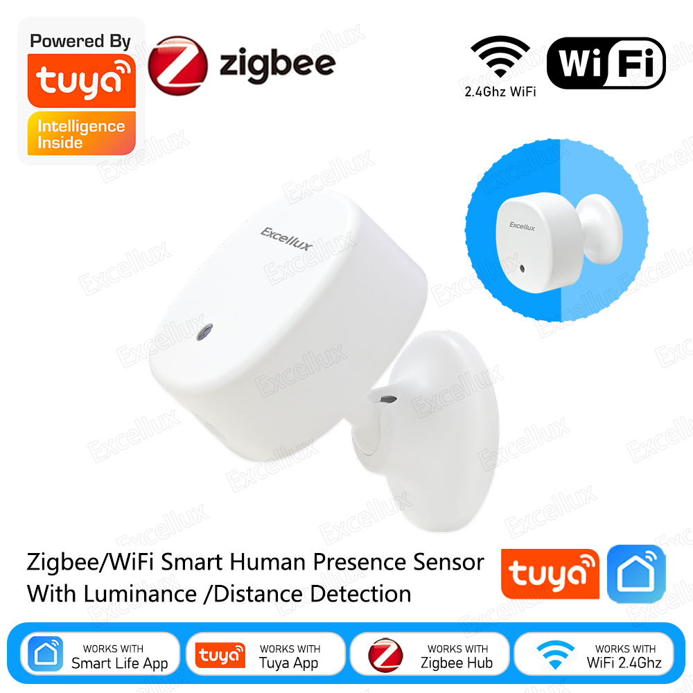 Wifi/zigbee 3.0 mmwave sensor de movimento de presença humana com iluminação/detecção de distância tuya smart life automação residencial